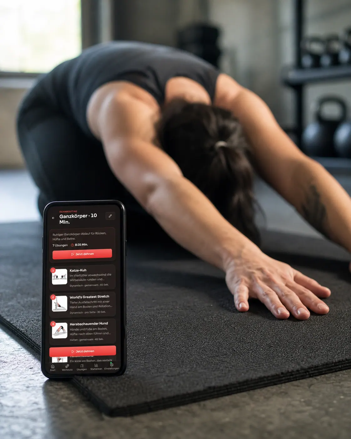 Eine geführte RED-FURY-Dehnroutine während einer Trainingseinheit